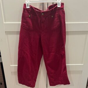 LOFT Deep Red Cropped Corduroy Pants